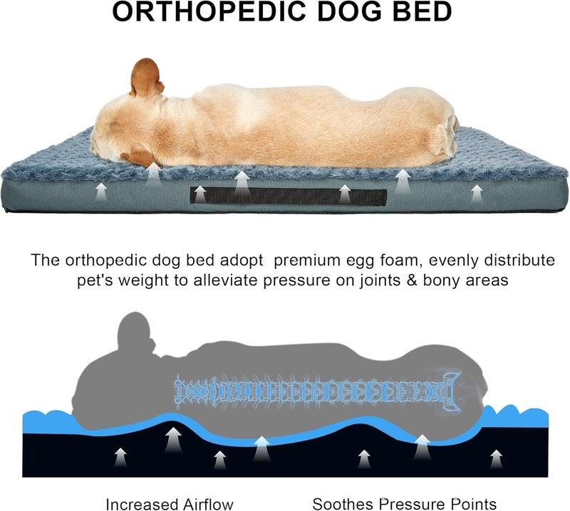 KimPets Orthopedic Dog Beds for Crate with Removable Washable Cover Egg-Crate Foam Pet Pad Mat with Anti-Slip Bottom,Waterproof Dog Beds Small Sized，20x16 Inch - Image 2